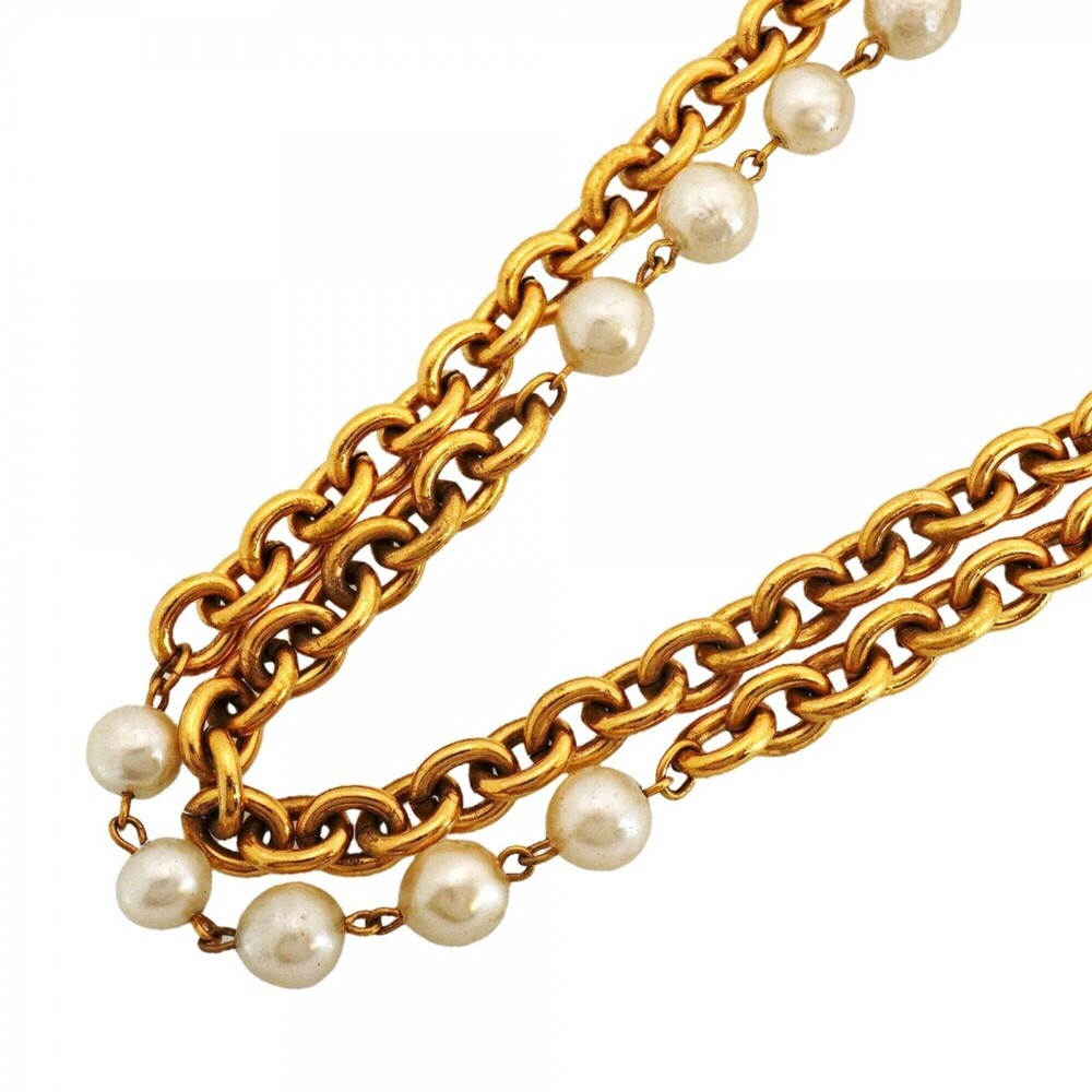 CHANEL Gold Pearl Necklace